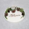 Elegant Designs HG2013-WBV Decorative 13.75" Round Wood Serving Tray w/Handles, White Wash Believe view 2