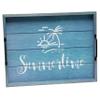 Elegant Designs HG2000-BST Summer Sun Palm Tree Beach Decorative Wood Serving Tray w/Handles, 15.50'' x 12'', Summertime, Blue view 1