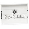 Elegant Designs HG2000-WWW Christmas Decoration Decorative Wood Serving Tray w/Handles, 15.50'' x 12'', Winter Wonderland, White view 1
