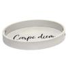 Elegant Designs HG2013-GYC Office Decorative 13.75'' Round Wood Serving Tray w/Handles, Carpe Diem, Gray Wash Carpe Diem view 1