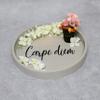Elegant Designs HG2013-GYC Office Decorative 13.75'' Round Wood Serving Tray w/Handles, Carpe Diem, Gray Wash Carpe Diem view 2