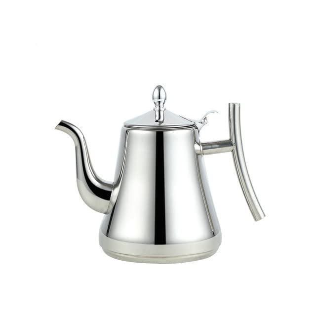 1L-1.5L Kettle Strainer Stainless Steel Teapot Polish Fashion Durable Coffee Cold Water Pot Home Tea Tool Induction Cooker Kettle (silver 1.5L)