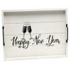 Elegant Designs HG2000-GNY Champagne Toast Decorative Wood Serving Tray w/Handles, 15.50" x 12", Light Gray Happy New Year view 1