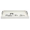 Elegant Designs HG2000-GNY Champagne Toast Decorative Wood Serving Tray w/Handles, 15.50" x 12", Light Gray Happy New Year view 2