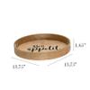 Elegant Designs HG2013-NBA Chef Kitchen Decorative 13.75" Round Wood Serving Tray w/Handles, Natural Wood Bon Appetit view 2