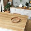 Elegant Designs HG2013-NBA Chef Kitchen Decorative 13.75" Round Wood Serving Tray w/Handles, Natural Wood Bon Appetit view 3