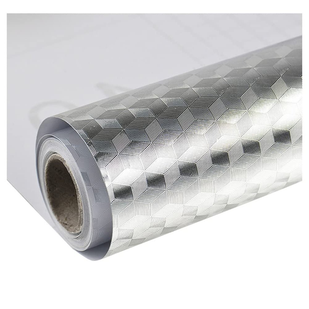 NUOBESTY 1roll Professional Aluminum Foil Sticker for Kitchen Oil Decal Easy to Clean for Countertops and Backsplashes Silver Design