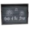 Elegant Designs HG2000-MBB Americana USA Decorative Wood Serving Tray w/Handles, 15.50" x 12", Midnight Blue Wash Home of The Brave view 1