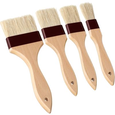 Boao 4 Pcs Pastry Brush, Natural Bristle Basting Brush for Cooking and Baking, BBQ Brushes for Butter, Baster, Oil, Egg, Sauce, Turkey, Grilling, Marinade and Kitchen Food(1, 1.5, 2, 3 Inch)