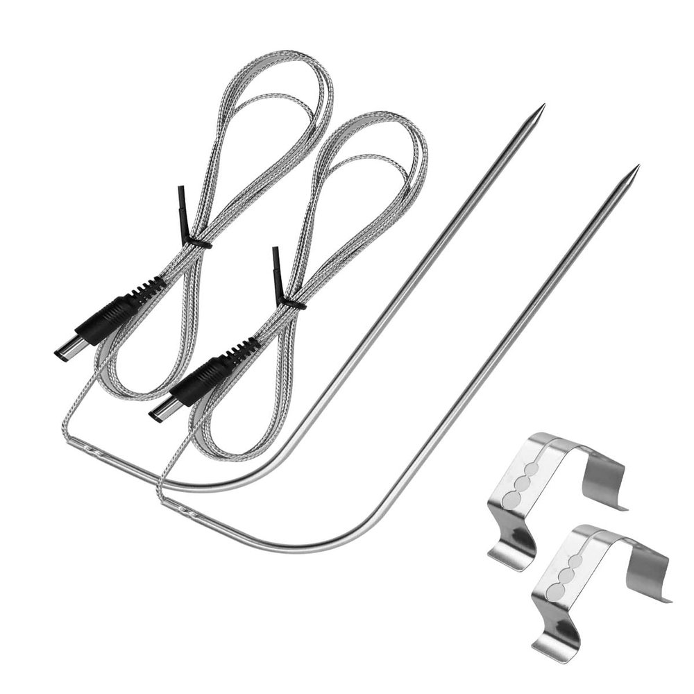 2 Pack Temperature Meat Probe Replacement Fits for Rec tec Wood Pellet Grill, Recteq Grill Accessories, with 2 BBQ Thermometer Probe Holder Clip