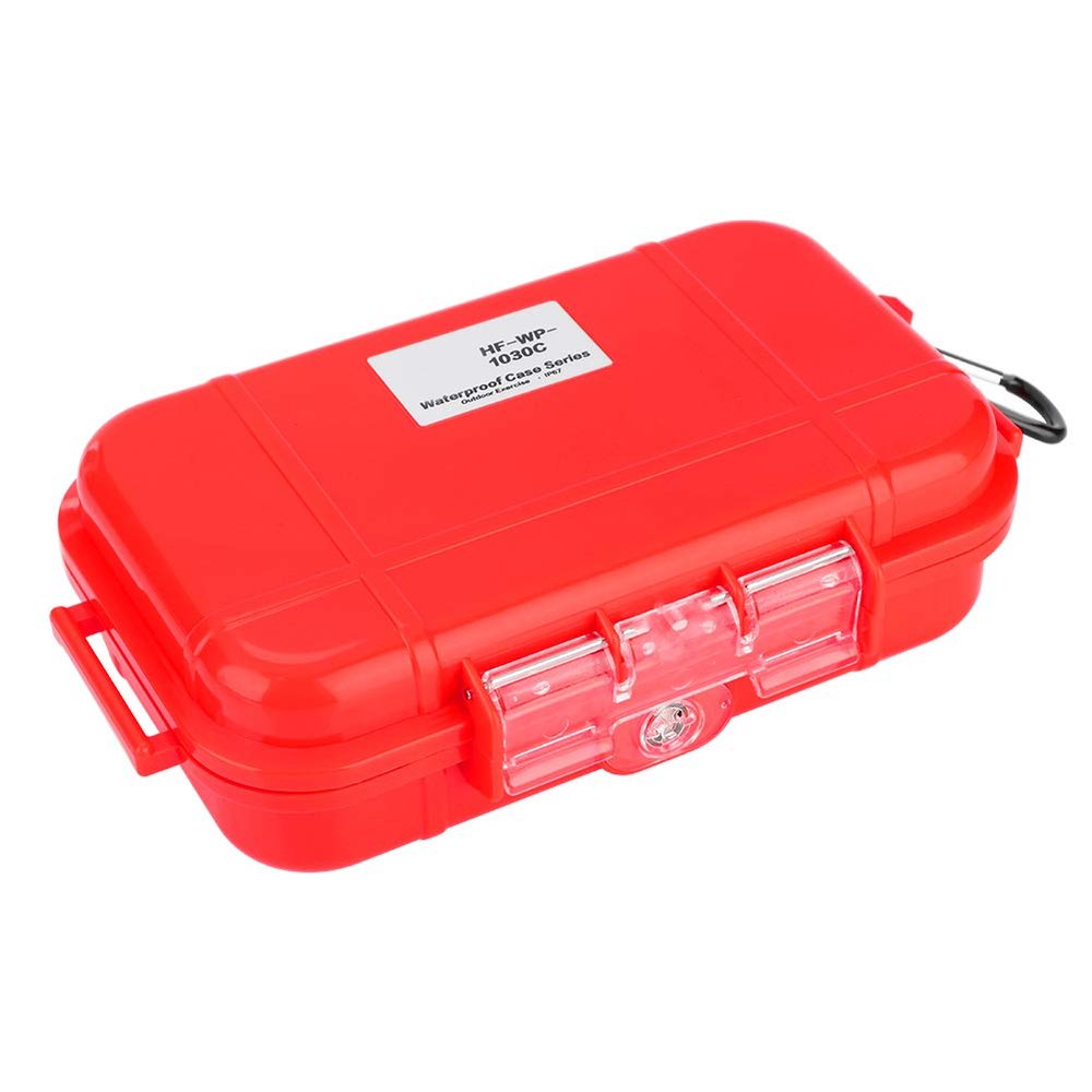 Hard Storage Case, Airtight Shockproof Protective Organizer for Outdoor Travel ABS Red 19 x 12 x 5 cm 1 Pack with Detachable Rubber Pad and Stainless Steel Fittings
