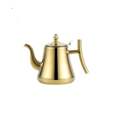 1L-1.5L Kettle Strainer Stainless Steel Teapot Polish Fashion Durable Coffee Cold Water Pot Home Tea Tool Induction Cooker Kettle (gold 1L)