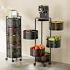 JAQ Rotating Fruit Basket, 5-Tier Metal Sturdy Kitchen Storage Rack Shelf Carts No Assembly on Rolling Wheels for Fruit Vegetable Grocery Corns Potato Onion (5-Tier, Black) view 1