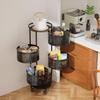 JAQ Rotating Fruit Basket, 5-Tier Metal Sturdy Kitchen Storage Rack Shelf Carts No Assembly on Rolling Wheels for Fruit Vegetable Grocery Corns Potato Onion (5-Tier, Black) view 2