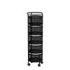 JAQ Rotating Fruit Basket, 5-Tier Metal Sturdy Kitchen Storage Rack Shelf Carts No Assembly on Rolling Wheels for Fruit Vegetable Grocery Corns Potato Onion (5-Tier, Black) view 4