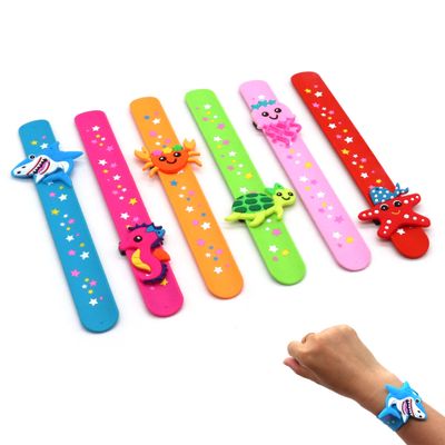 PAITUEND Marine Life Slap Bracelets Party Favors for Teens(6pack)-Jellyfish/Crab/Shark/Starfish/Turtle/Seahorse Goodie Bag Stuffers for Teens Marine Life Theme Party Supplies Carnival Prizes Suit
