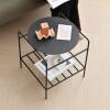 GRFIT Mobile Side Table Creative Small Coffee Table Double Metal Side Table Modern Minimalist Nordic Corner Table Small Apartment Living Room Home Sofa End Table view 2