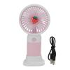 Mini Handheld Fan, USB Rechargeable Cartoon Strawberry Look Portable Fan with Removable Base for Home Office Outdoor view 1