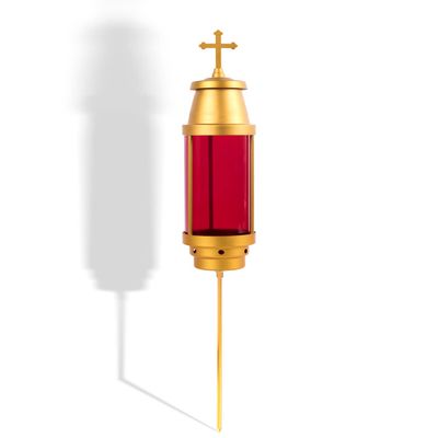 Cemetery Light Candle Holder,Greek Cross Memorial Lantern,Grave Markers for Cemetery for Humans,Cemetery Decorations for Grave,red(Not Included Candle)