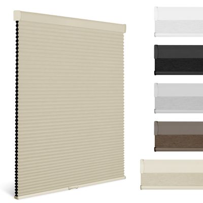 BERISSA Blackout Cordless Cellular Blinds Honeycomb Shades for Windows Color-Matched Easy to Install Shade for Window, Bedroom, Office,Blackout Beige,25" W x 64" H