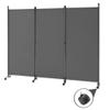 Spurgehom 3 Panel Rolling Room Divider, Folding Partition Privacy Screens, Freestanding Fabric Room Panel, Portable Folding Wall Divider for Office, Room, Restaurant, Hospital (Grey) view 1