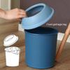 DFDFSFG Trash Can Small Plastic Trash Can with Pressure RingOpen Top Garbage CanRetro Round Garbage Bin for Powder Rooms, Kitchens (Navy Blue) Wastebasket (Color : Navy Blue) view 4