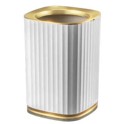 DFDFSFG Trash Can Striped Trash Can with Pressure RingOpen Top Garbage CanPlasitic Garbage Bin for Living Room Bedroom Office Dorm15L/4 Gallon Wastebasket (Color : Gold)