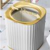 DFDFSFG Trash Can Striped Trash Can with Pressure RingOpen Top Garbage CanPlasitic Garbage Bin for Living Room Bedroom Office Dorm15L/4 Gallon Wastebasket (Color : Gold) view 4