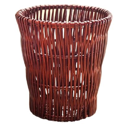 DFDFSFG Trash Can Rattan Trash Can Without LidWoven Hyacinth Garbage CanWillow Woven Flower Pots Sundries Garbage Bin for Bedroom Kitchen Wastebasket (Color : Brown)
