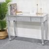 HUHAORAN2021 Dressing Table Vanity Table with 3-Drawers and Mirror Dressing Table Console Table Mirror Writing Desk Easy Assemble106x38x76cmSilvery Vanity Table (Color : Silvery) view 4