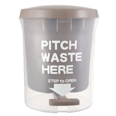 DFDFSFG Trash Can Clear Plastic Trash Can with LidStep-On Pedal Garbage CanGarbage Bin with Inner Barrel for Kitchen Bathroom Office Living Room Wastebasket (Color : Brown)