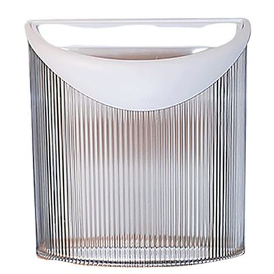 DFDFSFG Trash Can Clear Plastic Trash Can Without LidOpen Top Stripe Garbage Can with HandlePressure Ring Garbage Bin for Kitchen Bathroom Wastebasket (Color : White)