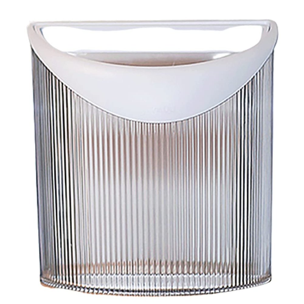 DFDFSFG Trash Can Clear Plastic Trash Can Without LidOpen Top Stripe Garbage Can with HandlePressure Ring Garbage Bin for Kitchen Bathroom Wastebasket (Color : White)