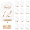 Yalikop 12 Pack Acrylic Sign Holder with Wood Base DIY Signs Acrylic Table Numbers Modern Signs Plaque Vertical Table Decor for Wedding, Restaurant, Store, Office, Hotel(4 x 6 Inch) view 1