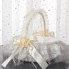 Marooma 2PCS Flower Girl Baskets for Wedding,Romantic Wedding Flower Lace Ribbon Baskets Candies Container for Wedding Ceremony Banquet Decoration view 2