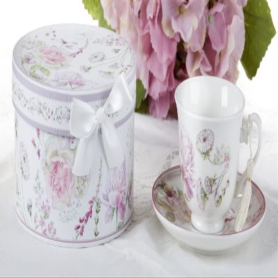Delton Porcelain Cup & Saucer, Moon Rose