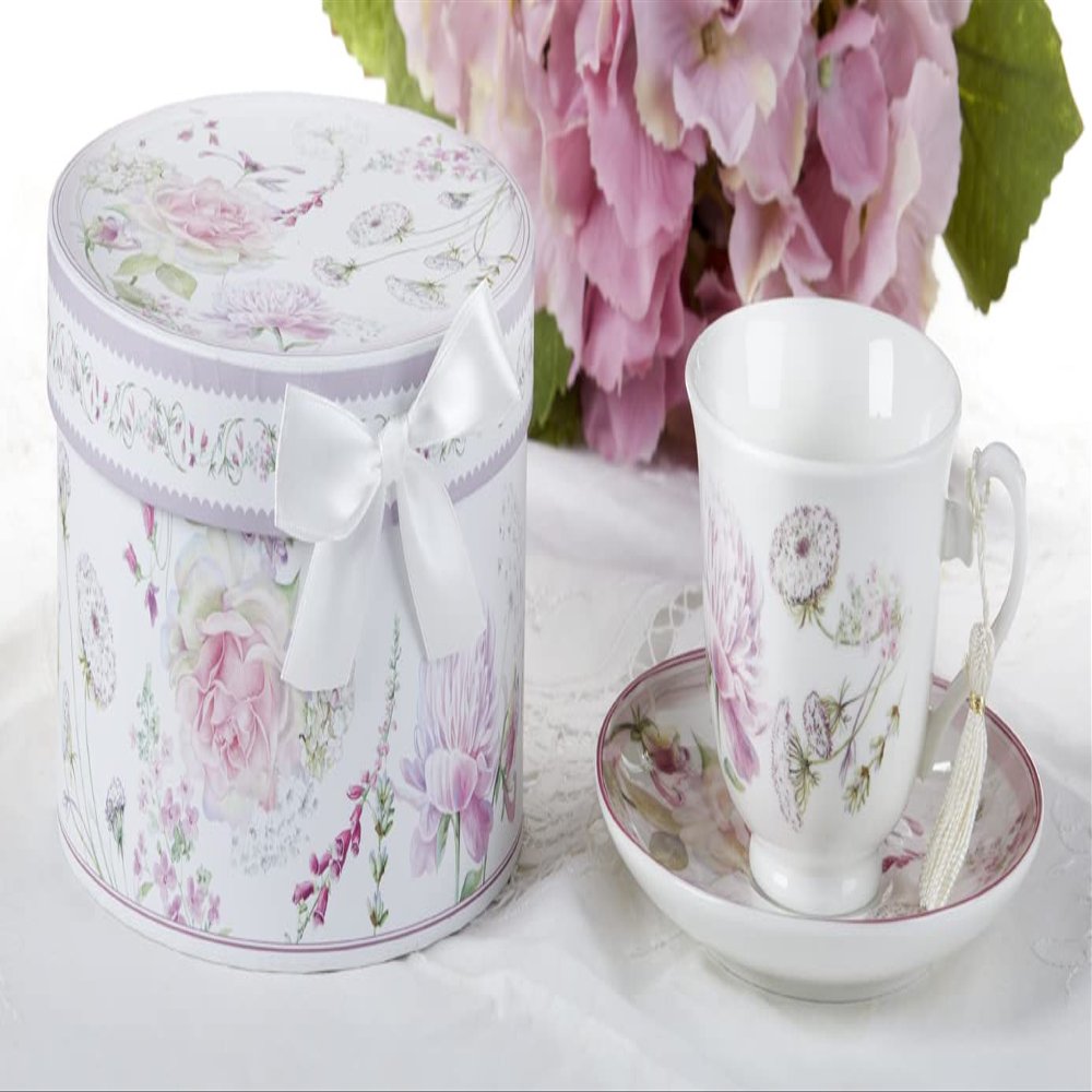 Delton Porcelain Cup & Saucer, Moon Rose