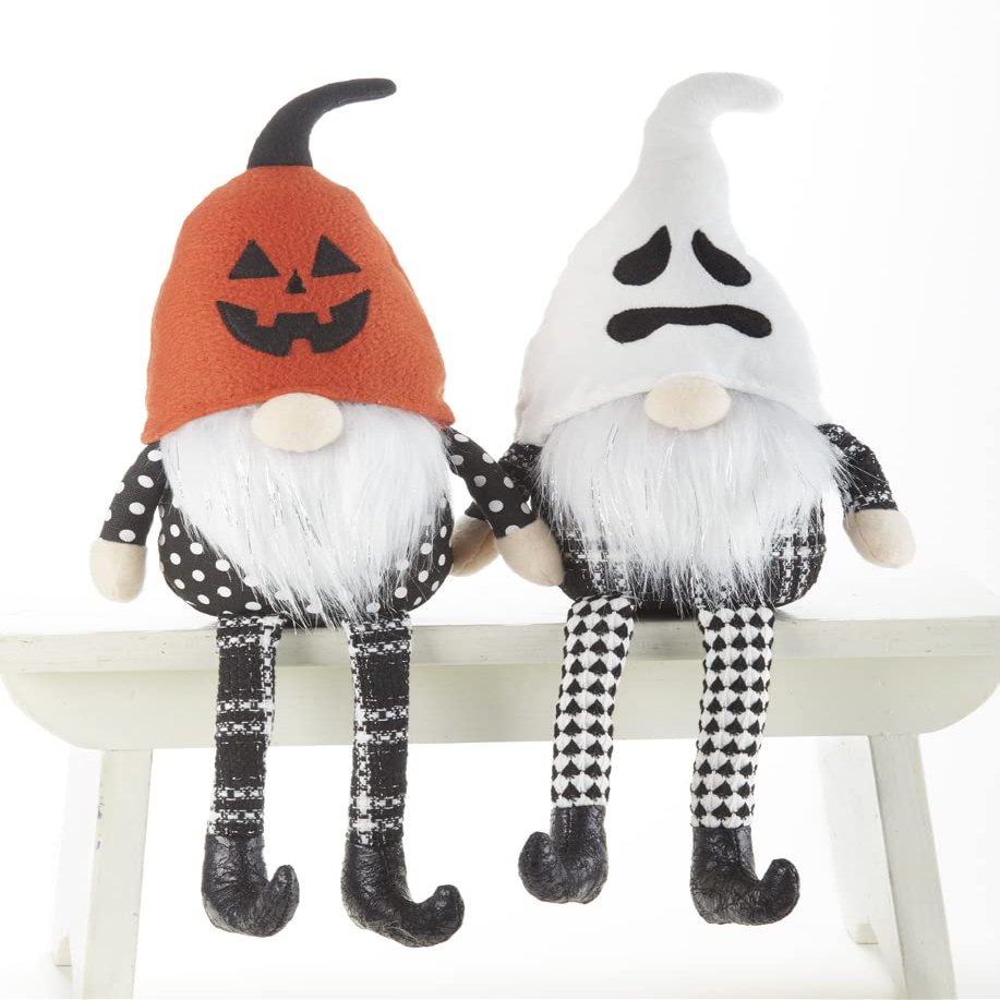 6 x 16" Dangle Leg Halloween Hat Gnome, 2 Asst