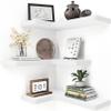 fuqing Corner Floating Shelves, Wall Shelf Set of 3, Shelves for Wall Storage, Solid Wood Shelves for Storage, Wall Mount Wooden Display Shelf for Bathroom Bedroom Kitchen Garage, White view 1