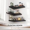 fuqing Corner Floating Shelves for Storage, Set of 3, Solid Wood, Wall Mount Wooden Display Shelf for Bathroom Bedroom Kitchen Garage, Black view 3