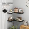 fuqing Corner Floating Shelves for Storage, Set of 3, Solid Wood, Wall Mount Wooden Display Shelf for Bathroom Bedroom Kitchen Garage, Black view 4