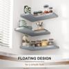 fuqing Corner Floating Shelves, Wall Shelf Set of 3, Shelves for Wall Storage, Solid Wood Shelves for Storage, Wall Mount Wooden Display Shelf for Bathroom Bedroom Kitchen Garage, Dark Grey view 2