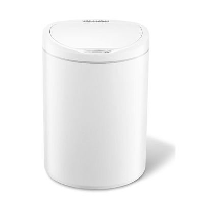 DWLOMHE Automatic Trash Can, Plastic Rectangular Trash/Garbage, Silent Gentle Open and Close Dustbin, Can Power by Batteries Sensor Kitchen Garbage Bin with Sensing DistanceWhite