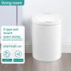 DWLOMHE Automatic Trash Can, Plastic Rectangular Trash/Garbage, Silent Gentle Open and Close Dustbin, Can Power by Batteries Sensor Kitchen Garbage Bin with Sensing DistanceWhite view 3