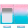 100 Pack Smell Proof Bags 3.3 x 5.1 Inch Mylar Bags with Clear Window Foil Pouch Bag Flat Bag Matte Gradient Color (Pink Blue) view 3