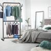 Simple Houseware Double Rod Garment Rack with Wheels and Hooks, Black view 2