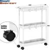 Simple Houseware 3-Tier Slim/Narrow Storage Cart with Handle, 5.5'' Wide x 26.5'' Height Rolling Organizer for Kitchen, Bathroom, Laundry Room - White view 3
