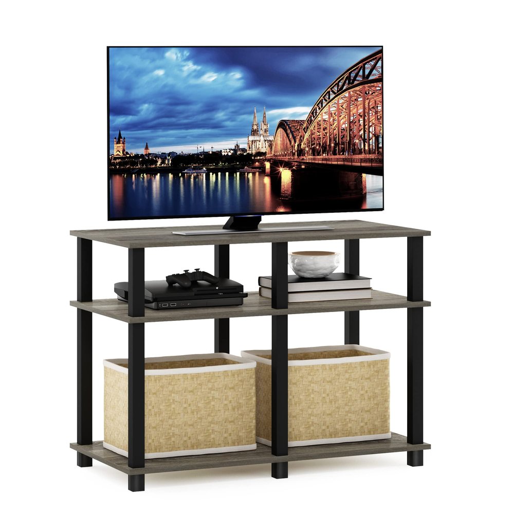 Furinno Romain Turn-N-Tube Stand for TV up to 40 Inch, 40-Inch, French Oak/Black