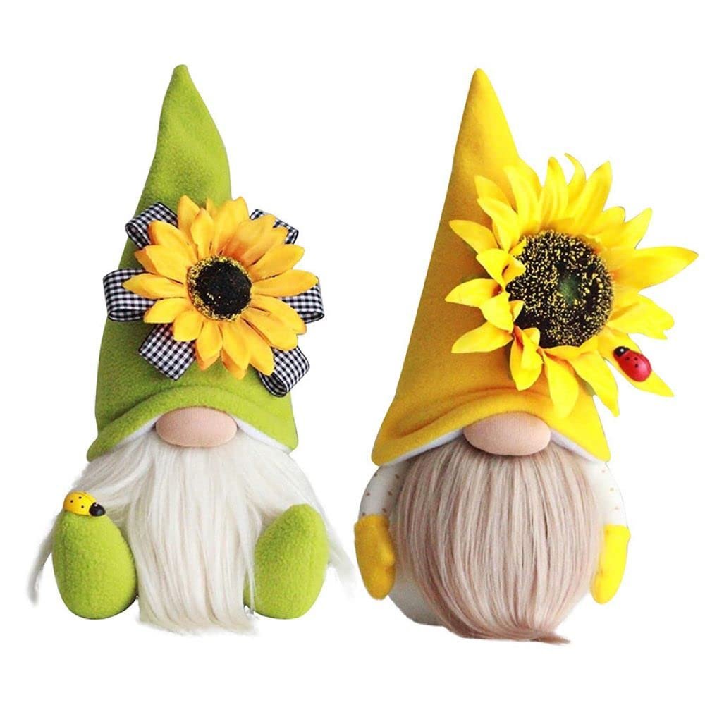 2 Pack Fall Decor Thanksgiving Decorations Harvest Gnome Plush Doll Elf Dwarf Doll Figurine with Maple Leaves Sunflower Autumn Decor for Festival Gifts (Harvest Gnome D)