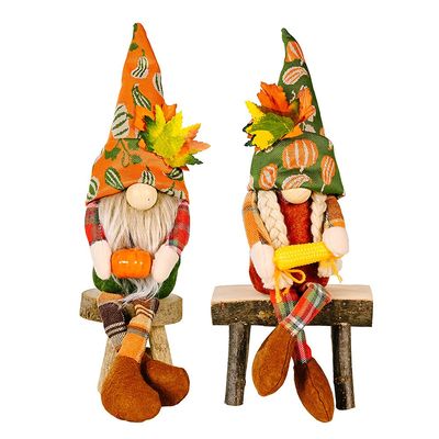 2 Pack Fall Decor Thanksgiving Decorations Harvest Gnome Plush Doll Elf Dwarf Doll Figurine with Maple Leaves Sunflower Autumn Decor for Festival Gifts (Harvest Gnome E)